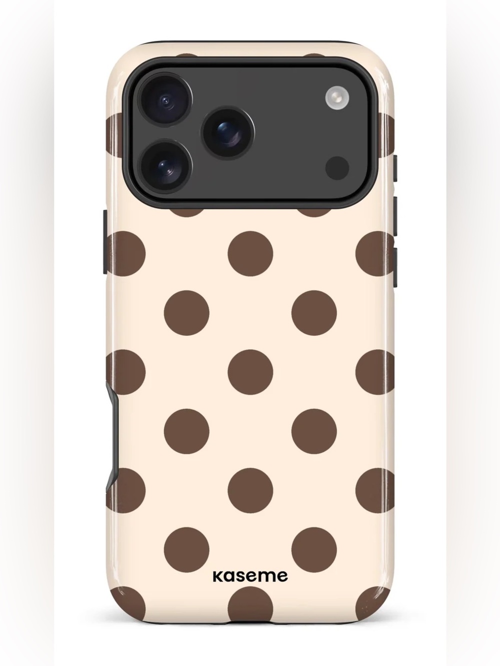 iPhone 17 Pro Max Kaseme Beige Polka Dot Protective Phone Case â Brown Dots